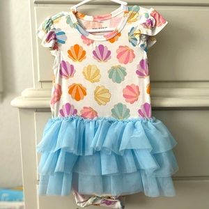 POSH PEANUT CLAMILLA - tulle skirt, bamboo bodysuit dress! 2T 🐚